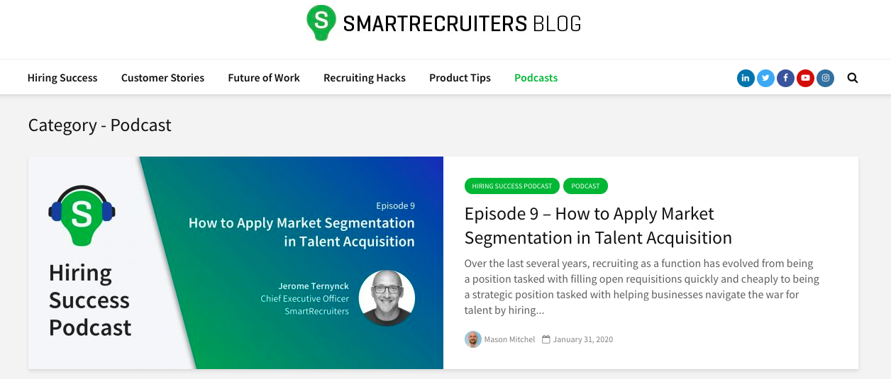 A screenshot of the SmartRecruiters blog.